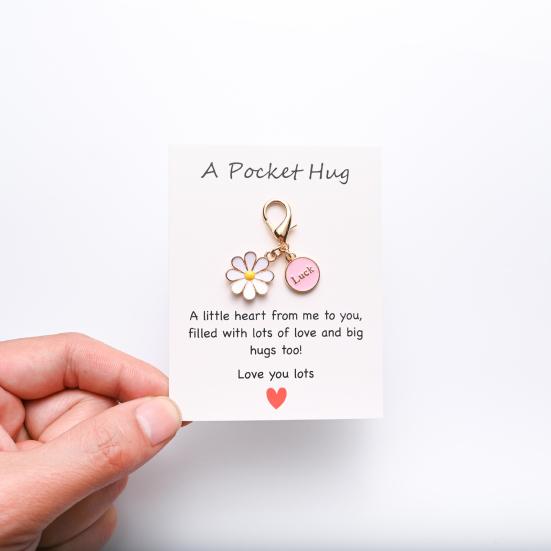 Цветок Удачи Карманное Объятие Брелок Вдохновляющий Бабочка/Пчела/Божья Коровка Цветок Брелок Шарм с Карточкой Подарки для Женщин Подруг Коллег