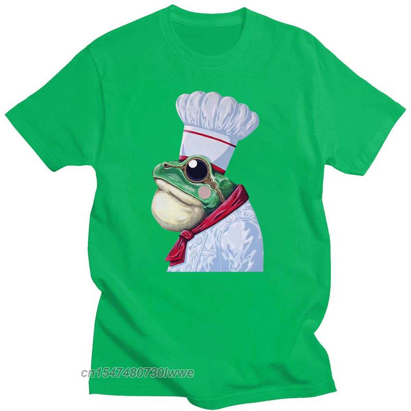 Summer New Frog Chef Cartoon Print Unisexs TShirt Pure Cotton Breathable Round Neck Big Size
