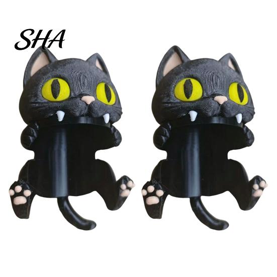 Creative Office Desk Accessory 3D Printed Bat Can Holder, Funny Cartoon Vampire Cat Stand Home Bar Table Decor for Standard Soda Cans, Halloween