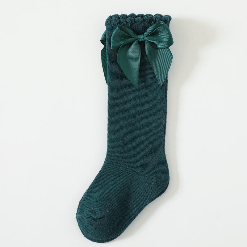 Испанские носки для девочки: Хлопок-Полиэстер с Большим Бантом и Свободным Манжетом