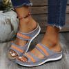 Women's Summer Clip On Low Slope Heel Flyknit Slippers Casual Fish Mouth Lightweight Beach Sandals Shoes 35-43
