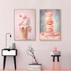 Fashion Pink Food Ice Cream Macaron Poster Pop Canvas Painting Print Wall Art HD Picture Girls Room Nursery Home Decor Frameless