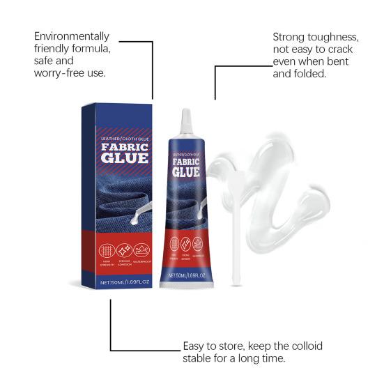 50 мл клея для ткани со скребком, постоянный прозрачный клей, кристально чистый, с антизасоряющим наконечником, прочная ткань для склеивания