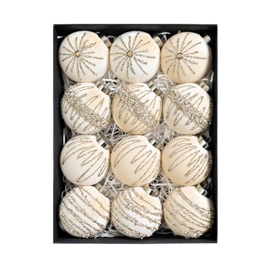 12 шт. Бархатные елочные шары, флокированные рождественские шары, небьющиеся пластиковые шары