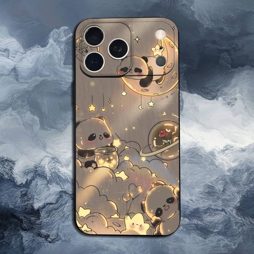 Мультяшный Милый Медведь Панда Чехол Для iPhone 15,17,16,12,14,13,11,Plus,Pro Max,XS,X,Mini,8,7,XR,SE,Мягкий Силикон Черный