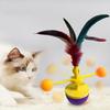Interactive Cat Feather Toy Self Play Tumbler Toy with Feather And Ball Kitten Exercise Toy for Bored Indoor Adult Cats