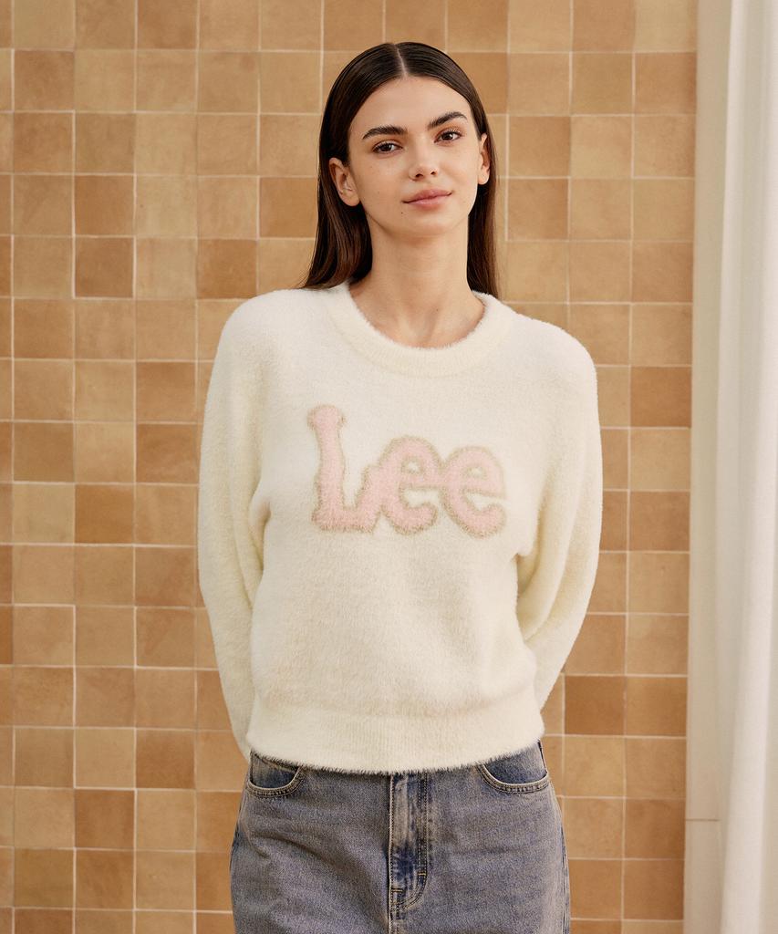 LEE Women'S Round Hairy Logo Knit Ivory