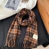 Korean Style Red Tassel Plaid Scarf: High-End, Warm Winter Shawl for Women