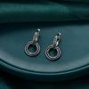 Black Stone Design Hoop Earrings Jewelry