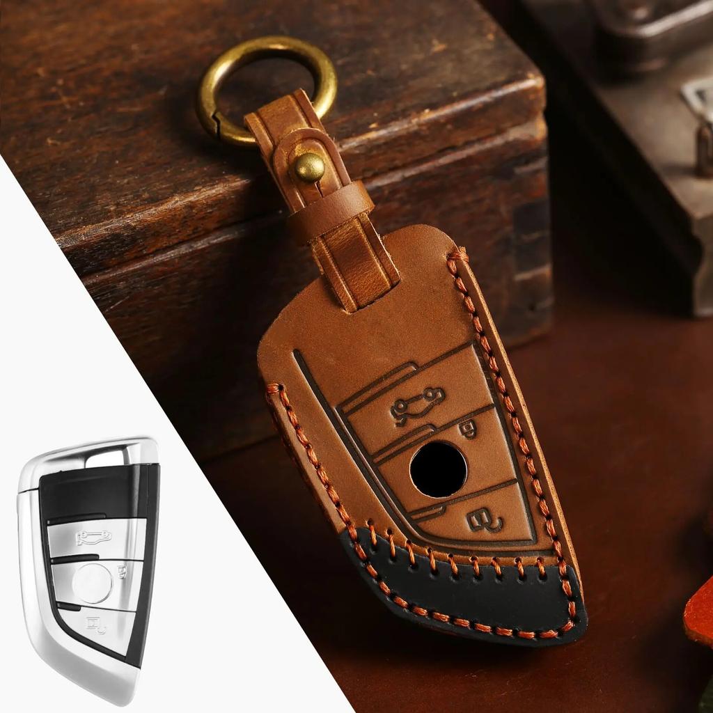 GUSHIBEI Роскошный кожаный чехол для ключей ручной работы для BMW