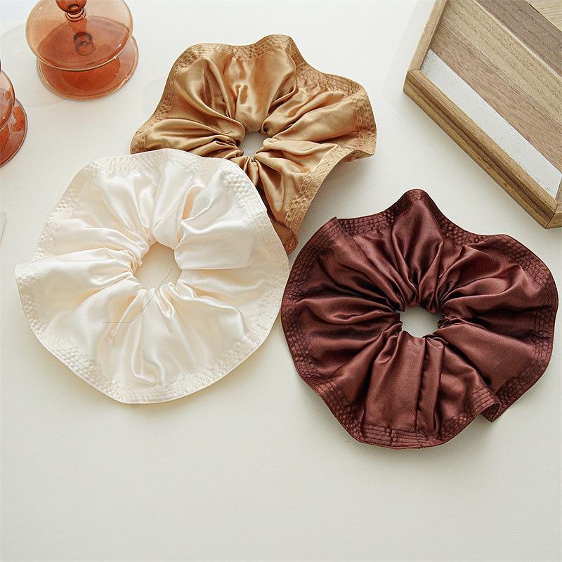 Oversized Solid Color Scrunchies Korean Satin Large Elastic Hairbands Hair Rings Rubber Band For Women Ponytail Hair Accessories