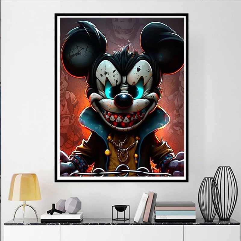 Disney Алмазная живопись Темный стиль Микки Маус Модное Арт-изображение, Мультфильм 5D Алмазная вышивка крестом Мозаика Домашний Декор Подарок
