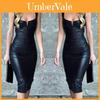 Модное женское мини-платье bodycon без рукавов с бандажом из ПУ-кожи для клуба и вечеринок