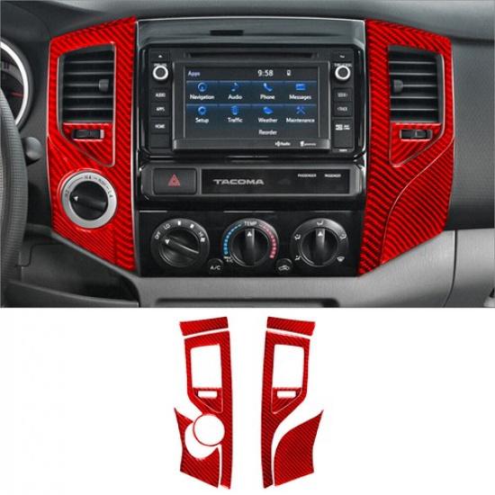 8Pcs Red Carbon Fiber Interior Center Air Vent Cover Trim For Toyota Tacoma 4WD