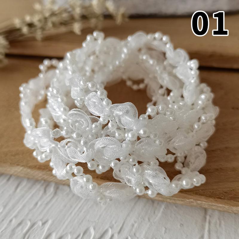 Lolita Lace Bead Ruffled Lace Fabric Pleated Edging Satin Ribbon Diy Baby Clothing Skirt Curtain Furniture Decoration Lace Trim