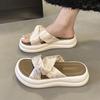 Fashion Versatile Medium and Outer Wear Thick-soled One-word Cool Slippers Women's 2025 Summer New Comfortable Beach