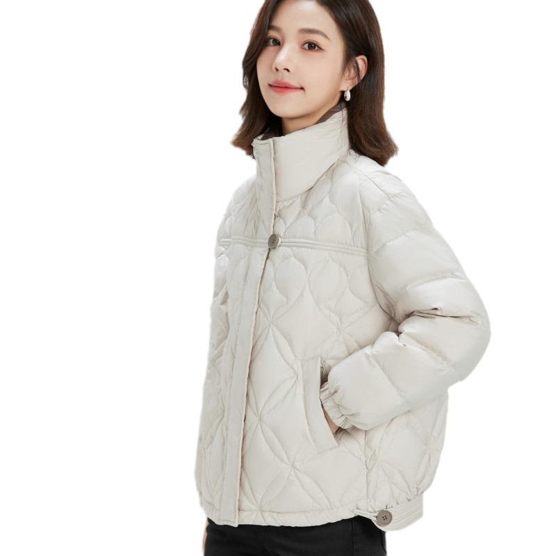 Пуховик женский 2024 новый 90% белый утиный пух модный свободный короткий маленький зимний пальто прилив