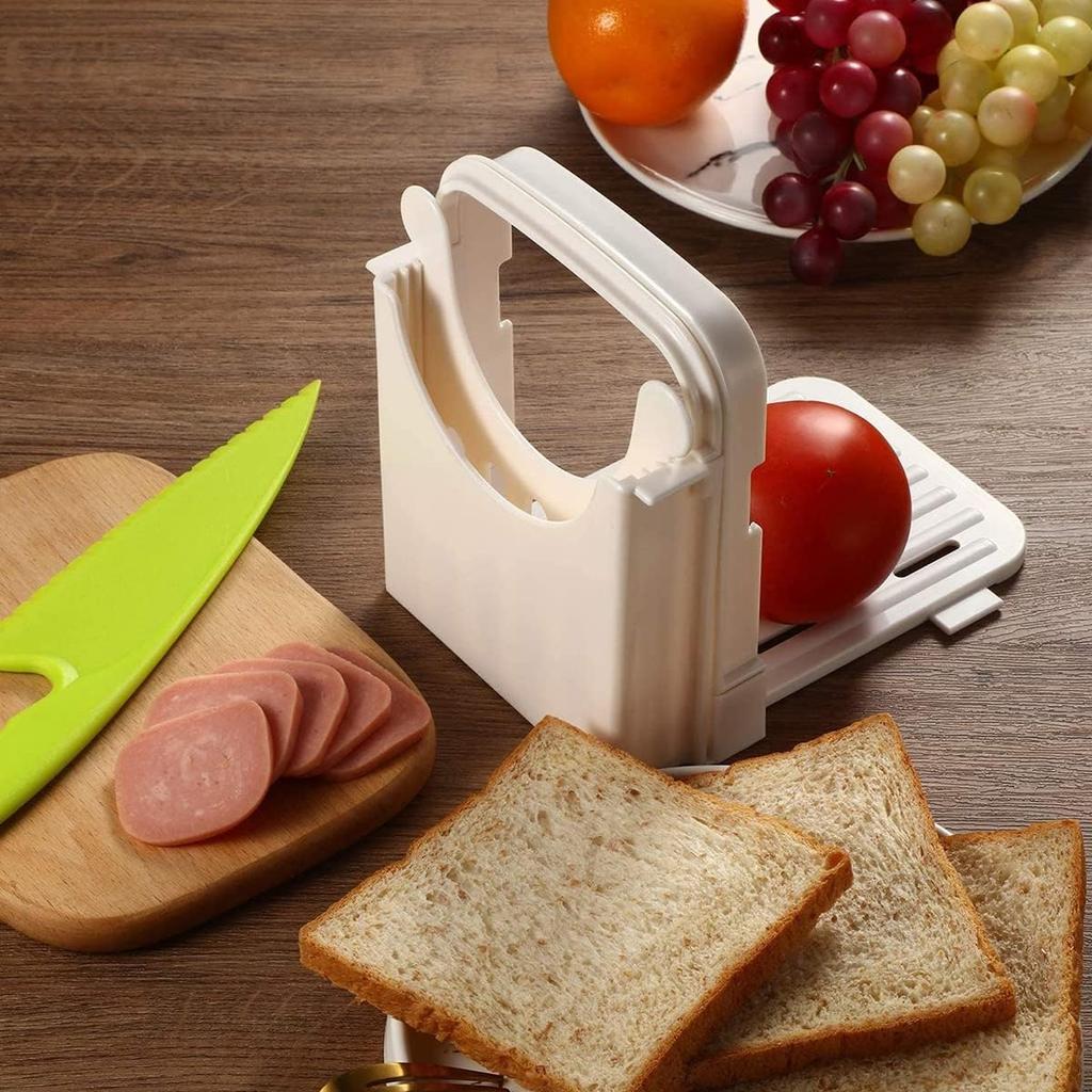 Bread Slicer Foldable Toast Slicer Tool Adjustable Toast Loaf Slicing Machine Plastic Bread Cutting Guide Tools for Homemade Baking Tool