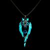 Steel Wolf Pendant Necklace With Glowing Effect For Casual Streetwear Looks