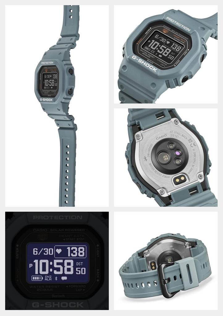 Часы Casio G-Shock (Официальный японский продукт) G-SQUAD с Bluetooth-пульсометром, DW-H5600-2JR, Мужские, Бледно-голубые