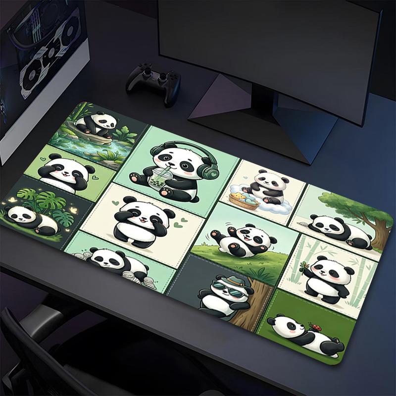 Panda Party Xl Gaming Mouse Pad Nonslip Rubber Base Stitched Edge Waterproof Desk Mat For Pc Laptop Gamer Office Computer Accessories C927494