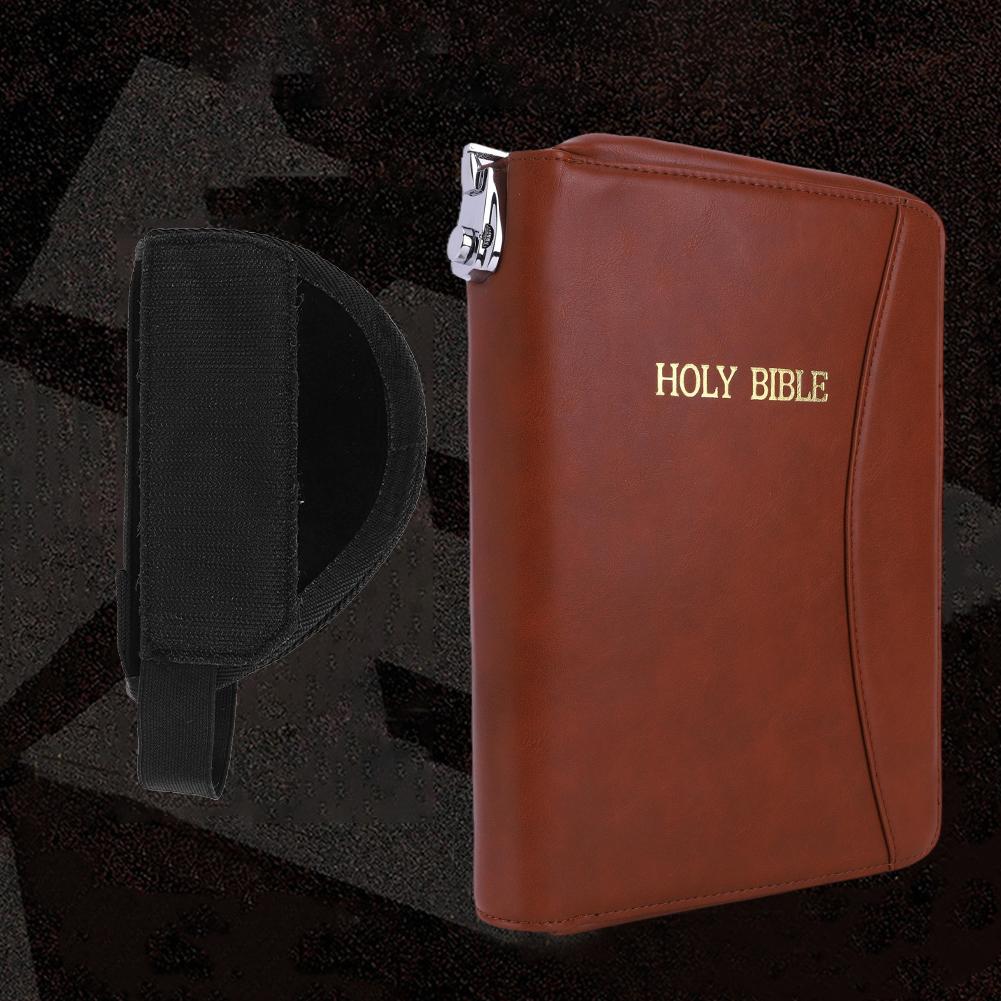 Lockable Soft Pistols Case Holy Bible Leather Gun Bags Tactical Pistol Holster for Glocks&Small Handguns Storage
