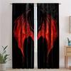 2pcs Gothic Red Bat Pattern Curtains   Semi-Transparent Polyester Drapes with Intricate Black Design for Bedroom & Living Room De