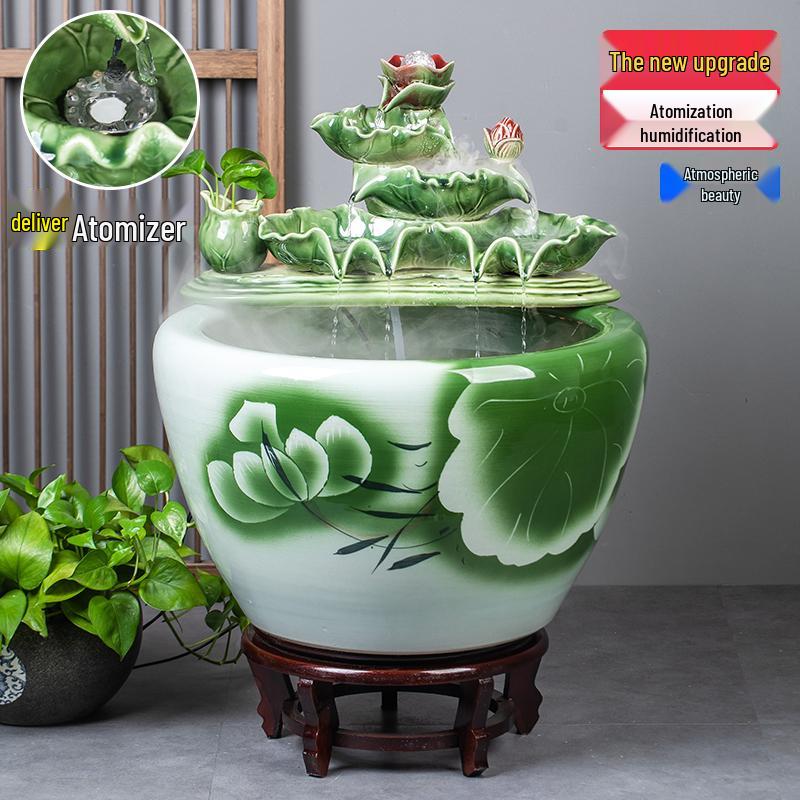 Цзиндэчжэньский аквариум для золотых рыбок: Напольный керамический водный объект для балкона, офиса или гостиной.