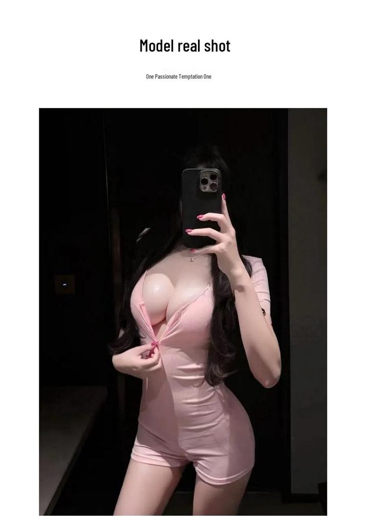 Боди для йоги Mood Fun Sexy с V-образным вырезом - Соблазнительное, Открывающее грудь, Дизайн, Который не нужно снимать