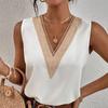 Летние блузки без рукавов, женские элегантные рубашки с v-образным вырезом, кружевные свободные офисные женские топы на бретелях, модная повседневная шелковая одежда 24880