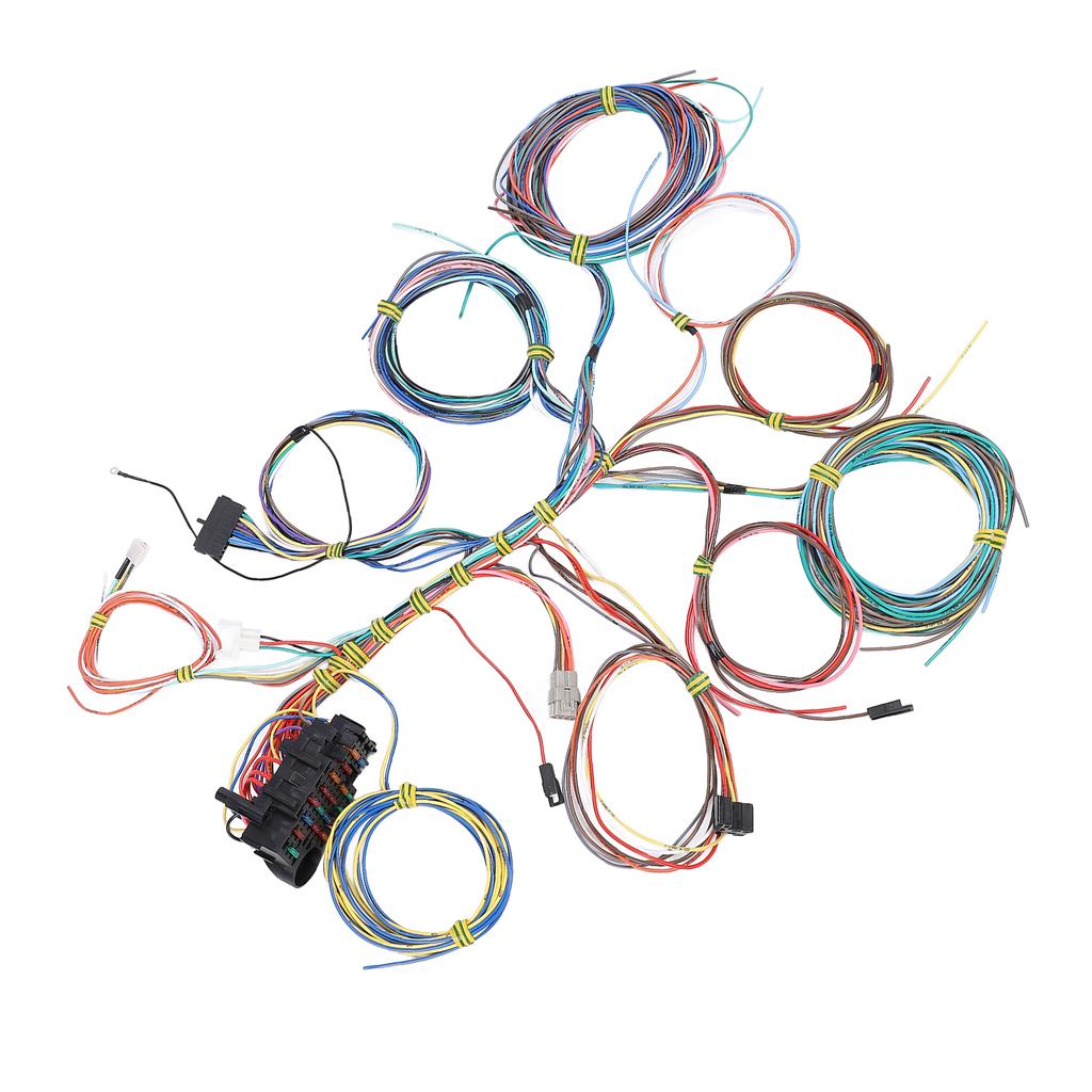 Universal 22 Circuit Wiring Harness Kit with Fuse and Installation Instructions for Any 12 Volt Vehicle