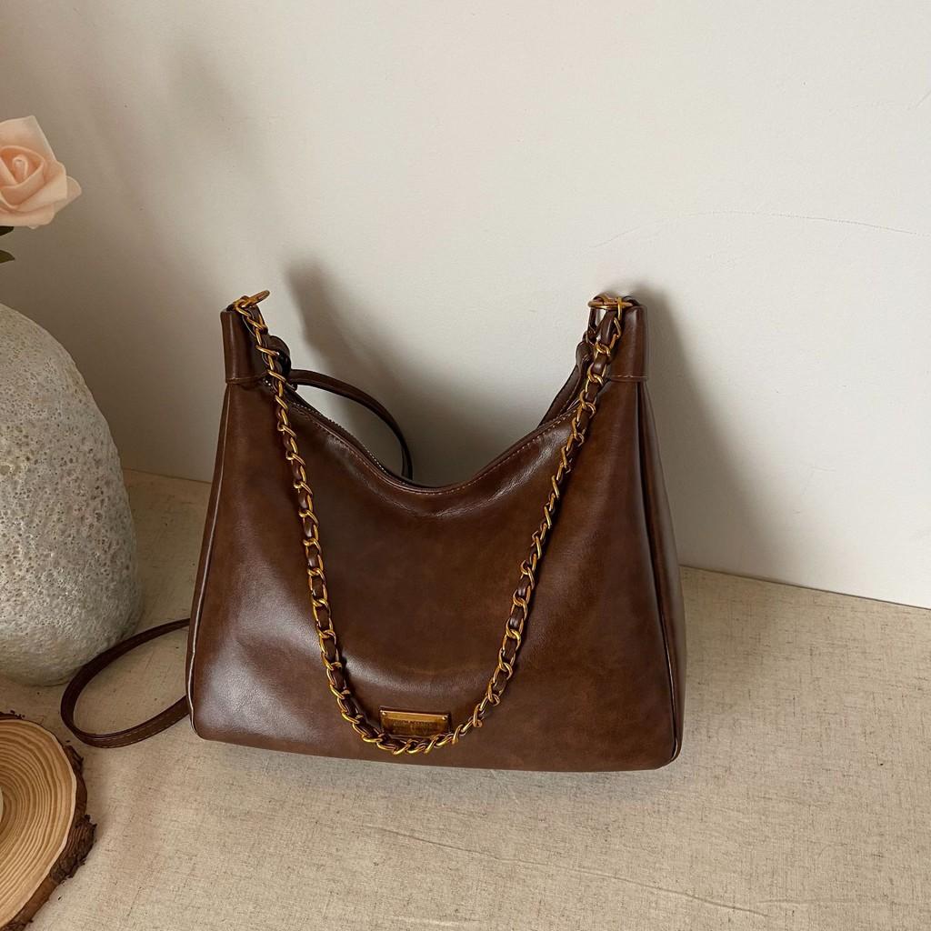Ielgy Korea Underarm Bag Trendy Retro Tote Bag Casual All-Match Chain Shoulder Messenger Bag