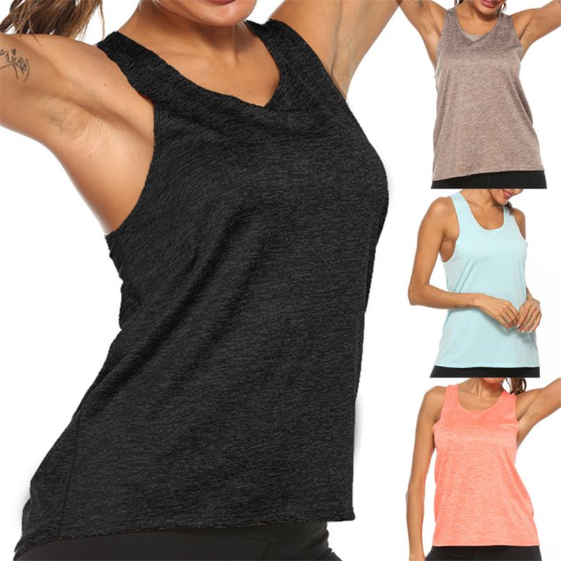 Women Fashion Sexy Solid Breathable Sleeveless Off Shoulder Vest Shirt Sports Casual Blouse