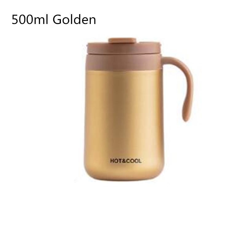 Stainless Steel Vacuum Insulated Coffee Mug 350/500ml Thermos Water Tumbler with Handle Lid - Thermal Tea Cup for Hot And Cold B