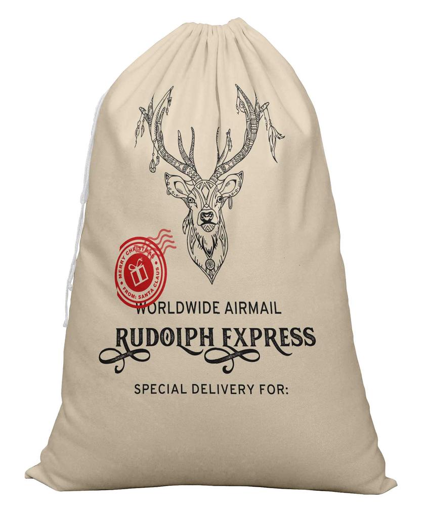 Printtoo Упаковка из 2 специальных рождественских мешков с завязками, очень большого размера, для многоразового хранения рождественских подарков, 27x20 дюймов