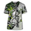 Summer New3D Fish Print Men's Fashion Creativity Realistic Personality Short Sleeved Cool Top Street Polyester Versatile T-shirt