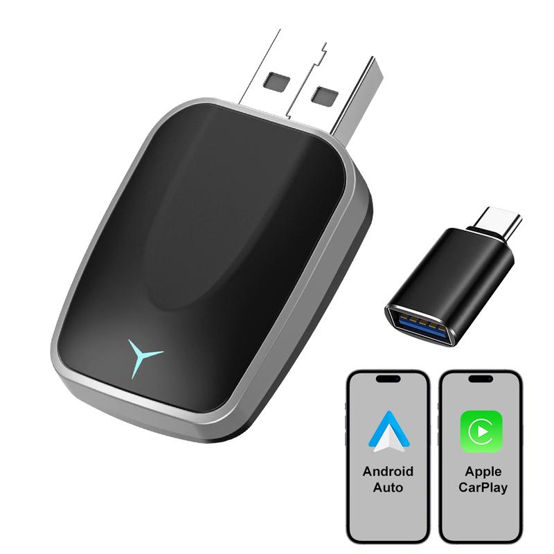 Беспроводной адаптер Carplay Android Auto 2 в 1 Адаптер Carplay для штатной автомагнитолы с USB Plug and Play Проводной в Беспроводной