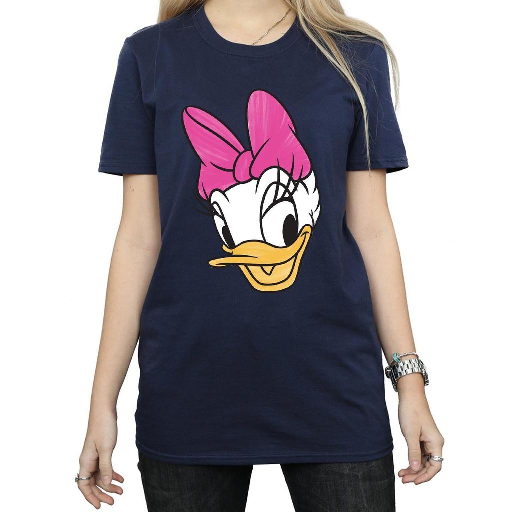 Disney Womens/Ladies Daisy Duck Head Painted Cotton Boyfriend T-Shirt