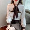 Fashion Chiffon Blouse Women With Bow Tops Office Lady Elegant Womens Shirt Sweet Loose Female Clothing Blusas 24693