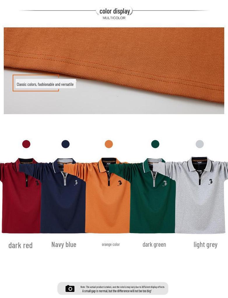 Мужская модная осенняя рубашка-поло с застежкой-молнией и лацканами 2262 — свободная, большого размера, с длинными рукавами