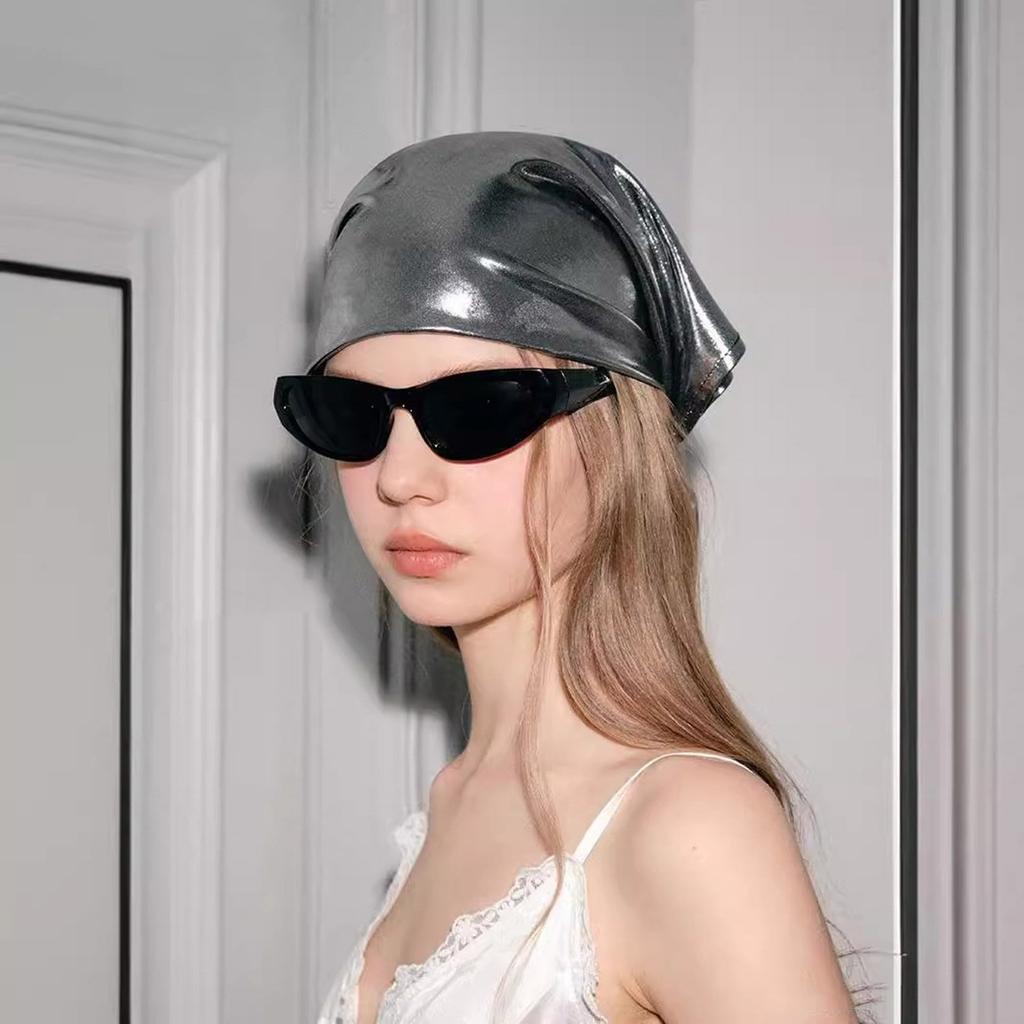 Hair Scarf Club Bandana Head Wrap Subculture Shimmering Silver Futurist for Adults Creative Subculture Headwear