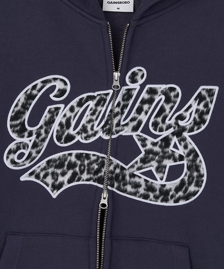 Толстовка с молнией Gainsboro Applique Star Logo, версия с леопардовым принтом, темно-синий/леопардовый принт