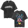 Washed Vintage Rock Band Gorillaz Graphic Tshirts Men Women CasualOversized Short Sleeve T Shirts Mens Retro Gothic Streetwear