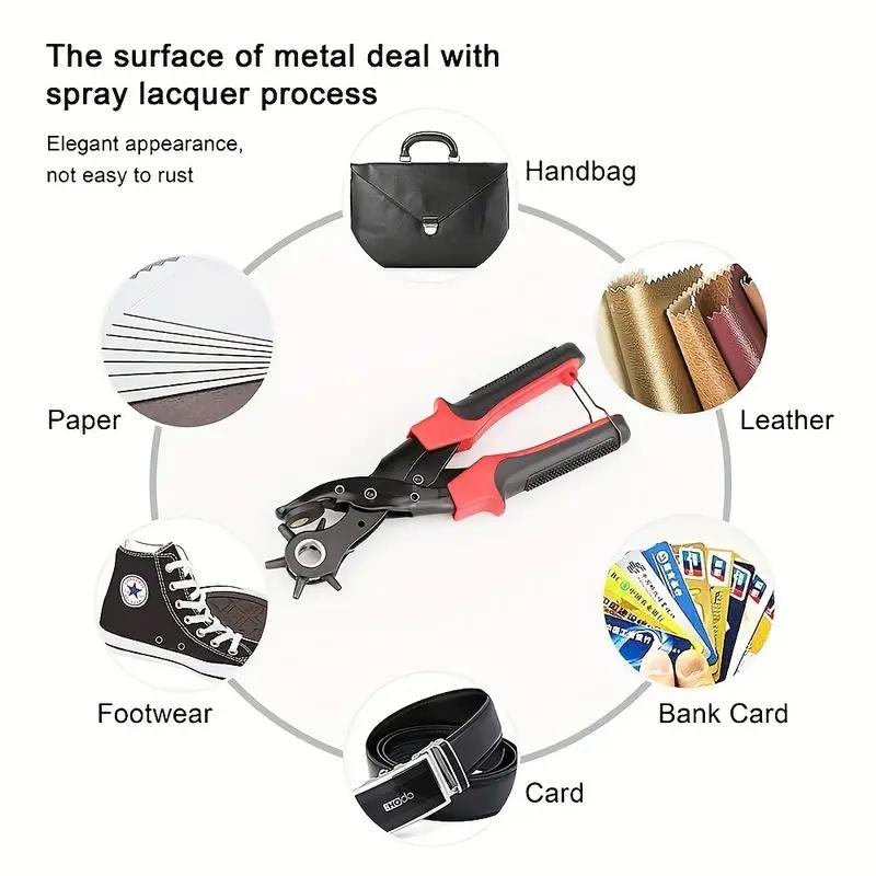 Belt Punch Pliers Multifunctional Punch Hand Tool Puncher Belt Round Hole Flat Pliers Leather Paper Watch Straps Hole Punch Tool