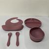 Silicone Baby Tableware Set: Bowl, Fork, Spoon, Plate with Suction Cup