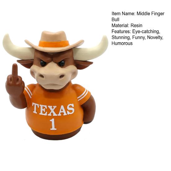 Статуэтка Техасский Бык Средний Палец Юмористическая Полимерная Фигурка Хайлендской Коровы Смешной Декор для Приборной Панели Автомобиля для Грузовика Стола Полки Подарок-прикол для Мужчин