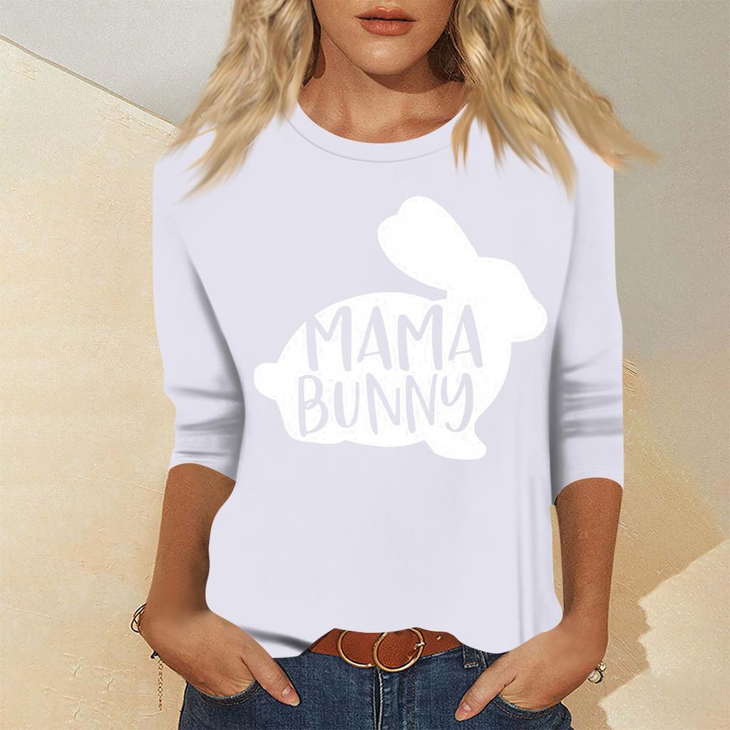 Women's Fashion Casual Seven Sleeve Valentine's Day Printed Pullover Top