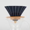 Ceramic coffee pot with wooden frame with elegant flower filter cup Black