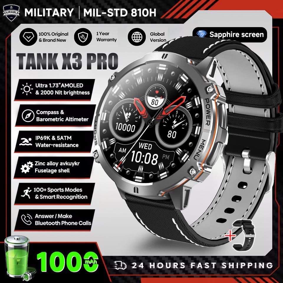 Новые УМНЫЕ ЧАСЫ TANK Ultra 1000 мАч Мужские 1,73" HD AMOLED GPS 10ATM Компас для плавания Барометр BT-звонки Военные умные часы