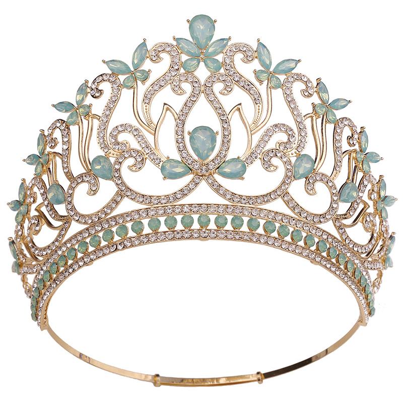 8 Colors Queen Round Crown High Tiaras and Crowns for Women Bridal Wedding Hair Jewelry Party Birthday Bride Headdress Pageant
